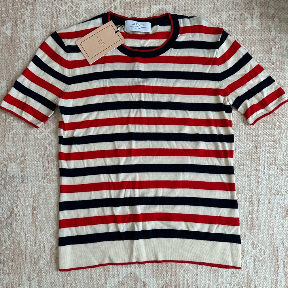 NWT La Ligne Stripe Short Sleeve Sweater